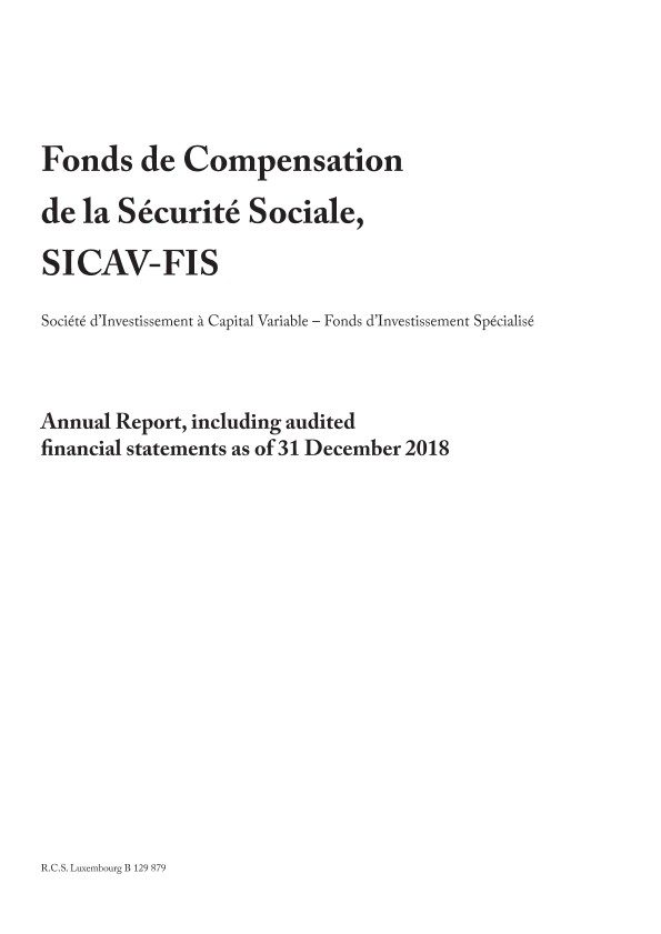 Rapport annuel audité 2018 SICAV