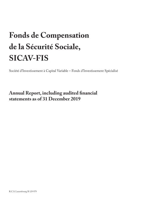 Rapport annuel audité 2019 SICAV