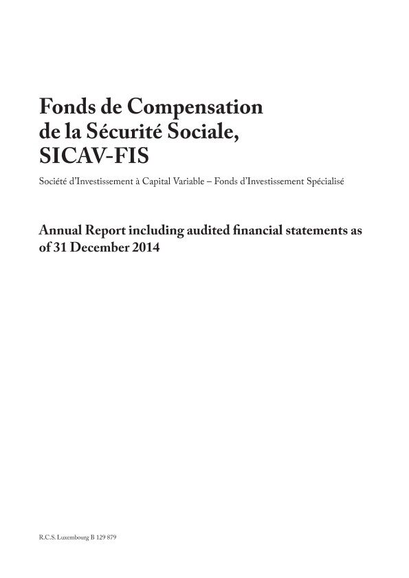 Rapport annuel audité 2014 SICAV