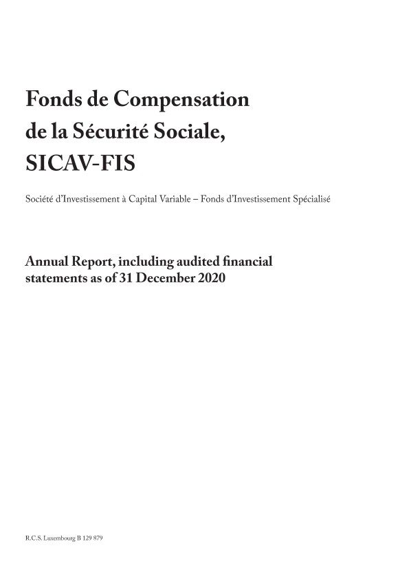 Rapport annuel SICAV 2020