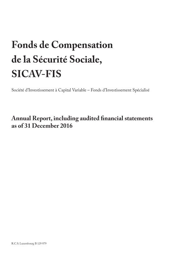 Rapport annuel SICAV 2016