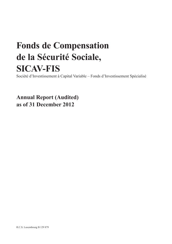 Rapport annuel audité 2012 SICAV