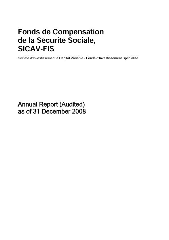 Rapport annuel audité 2008 SICAV