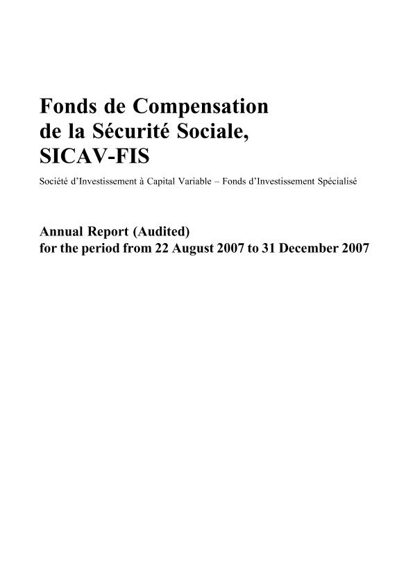 Rapport annuel audité 2007 SICAV